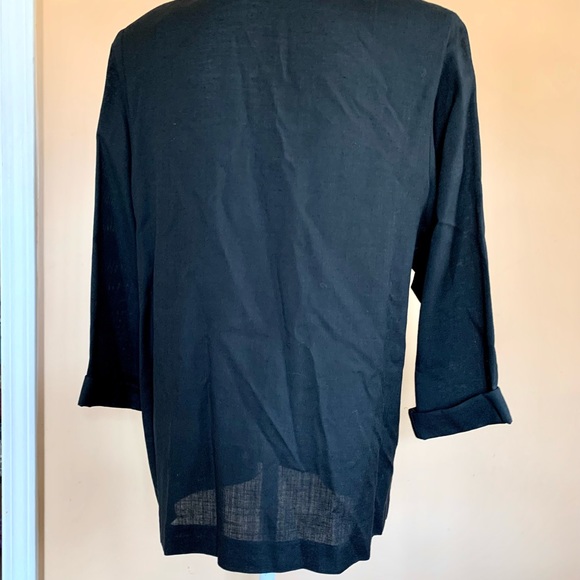 Vintage 90’s Black Oversized Double Breasted Blazer 14 Linen Blend - Picture 4 of 9